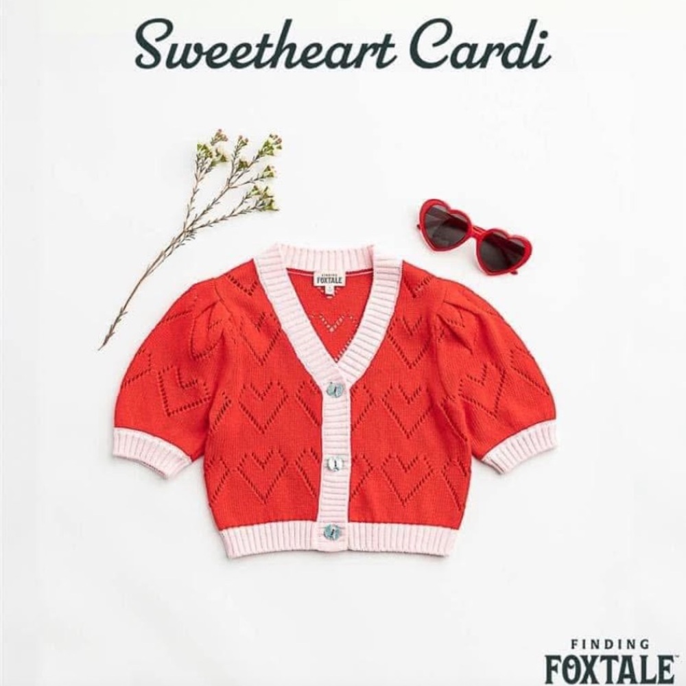 Finding Foxtale Res Sweatheart Cardigan 100% Cotton / Size 8 / NWT